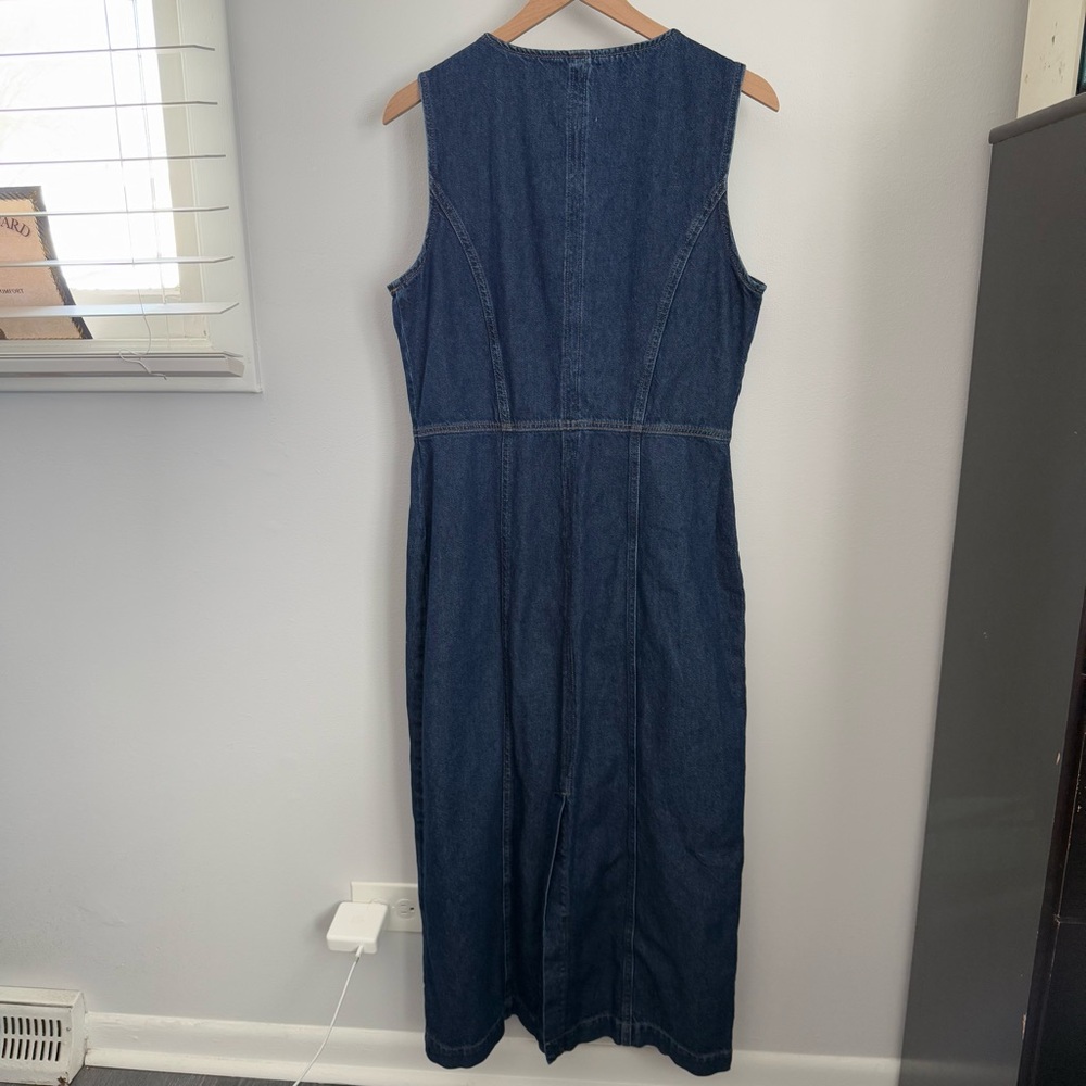 Reformation 10 Roswell Denim Midi Dress Organic Cotton Fitted Business Casual - Picture 5 of 10